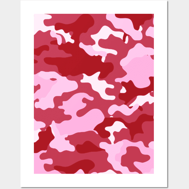 Pink White Red Camouflage Pattern Wall Art by Styleuniversal